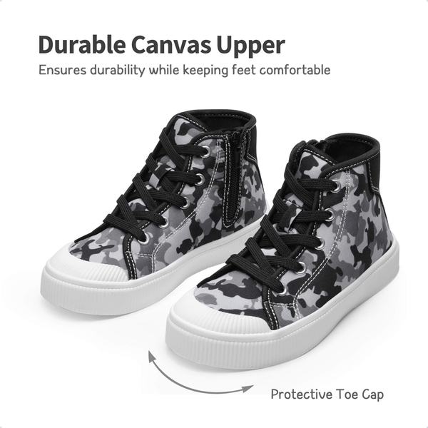 [LilLegends CourtStar] Kids Canvas High-Top Casual Sneakers - BLACK CAMO - 3